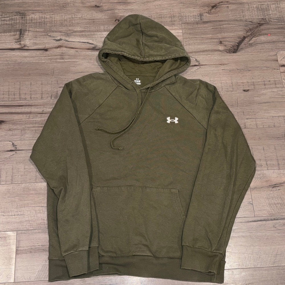 Men's Under Armour Hoodie Sweatshirt Medium Olive Green Sporty Casual Cozy